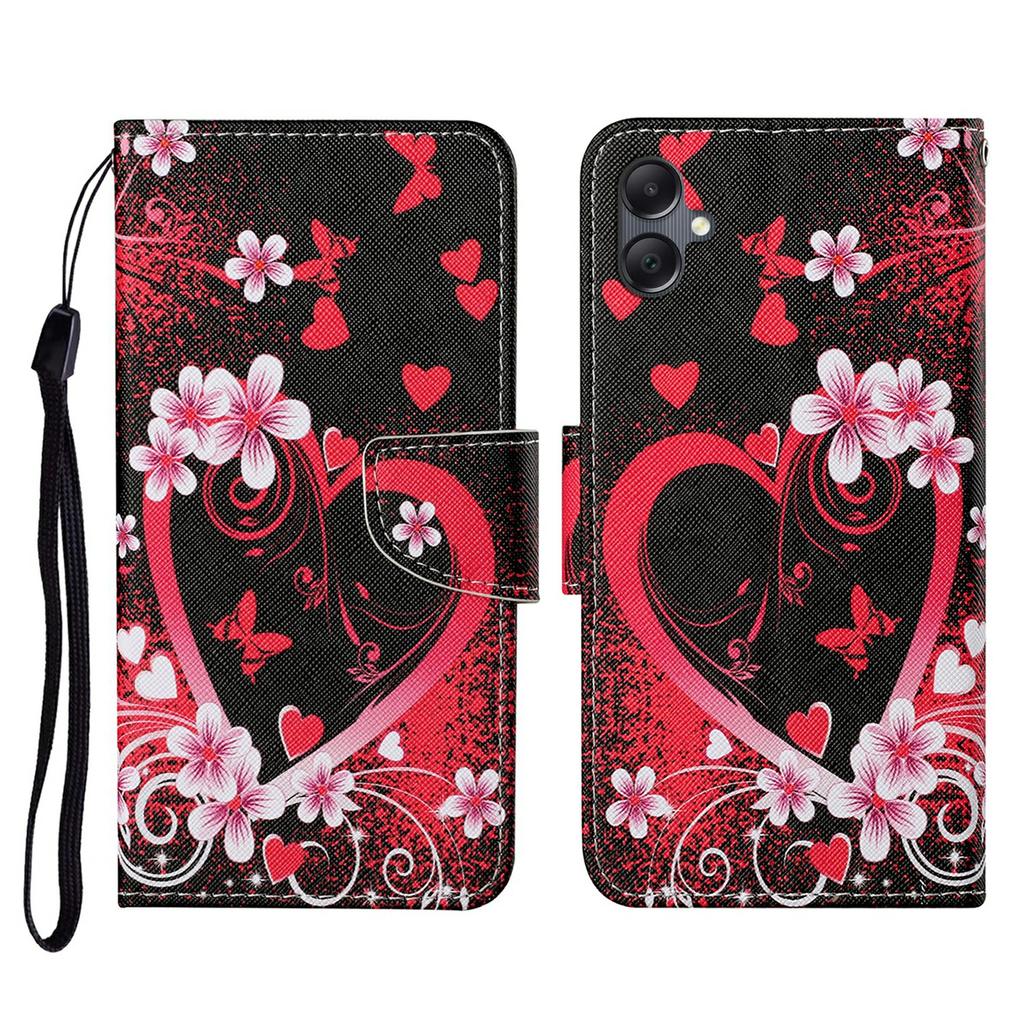 For Samsung Galaxy A07 4G Case Pattern Printing Protective Leather Folio Phone Cover with Wrist Strap