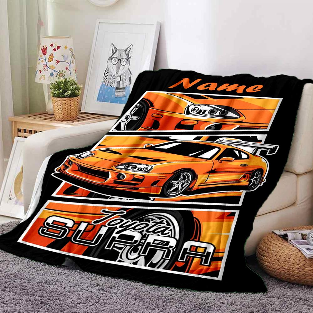 Custom Name Racing Theme Printed Blanket - Perfect for Couch, Bed, Travel & Outdoor Use | Machine Washable, Cozy & Durable.