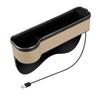 Car Crevice Storage Box with 2 USB Charger Colorful LED Seat Gap Slit Pocket Seat Organizer Card Phone Bottle Cups Holder