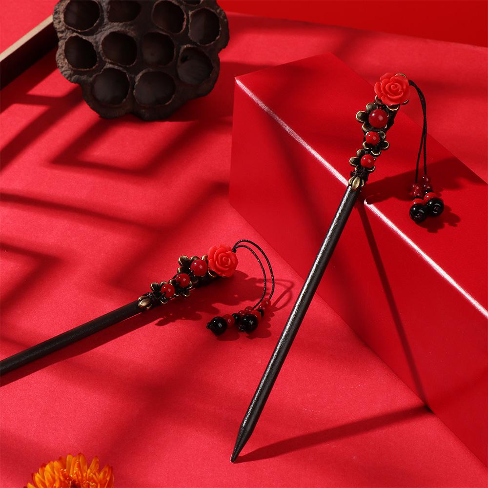 2 шт., деревянные винтажные заколки для волос с кисточками для девочек, палочки для еды, китайские палочки для волос