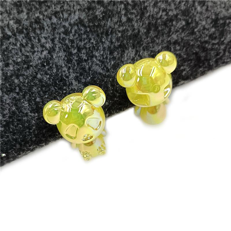 5 шт., УФ-фантомный цвет, стерео бусины в виде панды с задним отверстием, модные ювелирные изделия, серьги «сделай сам», ожерелье, аксессуары ручной работы