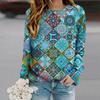 Tops For Women Dopamine Retro Grid Print Round Neck Long Sleeve T-shirt Fall Casual Slim Pullover Women's Long Sleeve Top