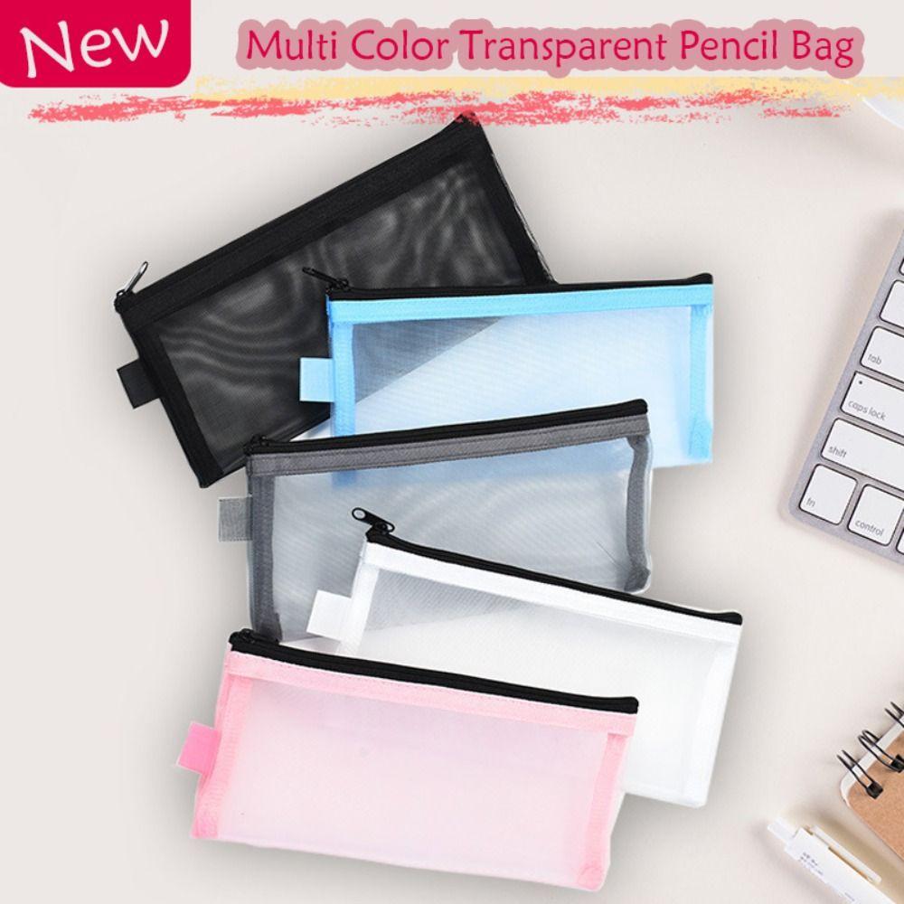 Nylon Mesh Pencil Bag Large Capacity Storage Bag Transparent Stationery Bag  Student