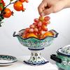 Творческие расписные керамические миски для послеобеденного чая, высокие ножки, фруктовые салатницы, изысканные блюда, тарелки, изысканная домашняя посуда