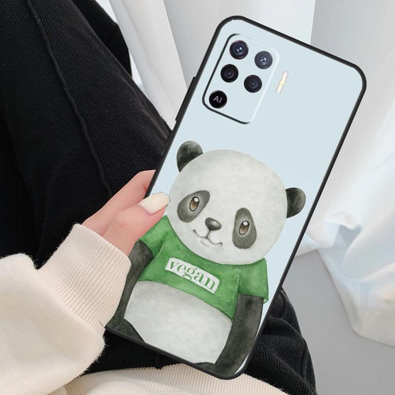 Мультяшный чехол-панда для Oppo A54 A74 A94 A18 A57 A17 A77 A38 A58 A78 A98 A80 A60 A40 A96 A76 A16 A15 A5 Pro