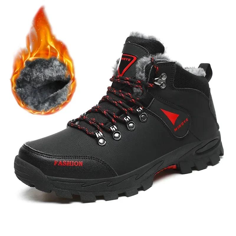 Новые мужские ботинки 2025 года, модные ботинки для альпинизма на открытом воздухе с бархатом, теплые рабочие ботинки для снега, отдыха, спорта, путешествий, роскоши