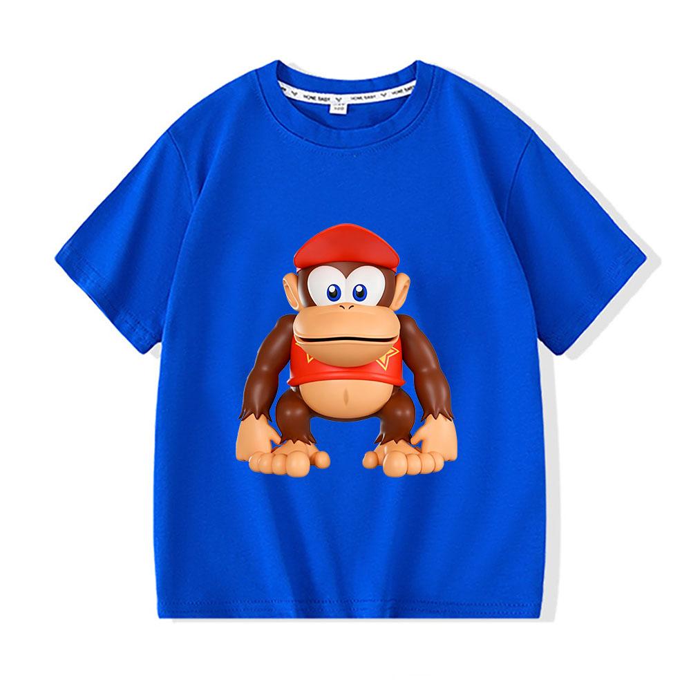 100% Cotton Children's T-shirt Donkey Kong Bananza Cartoon Print Tees Streetwear Boys Girls Short Sleeve O-neck Kids Tops Summer