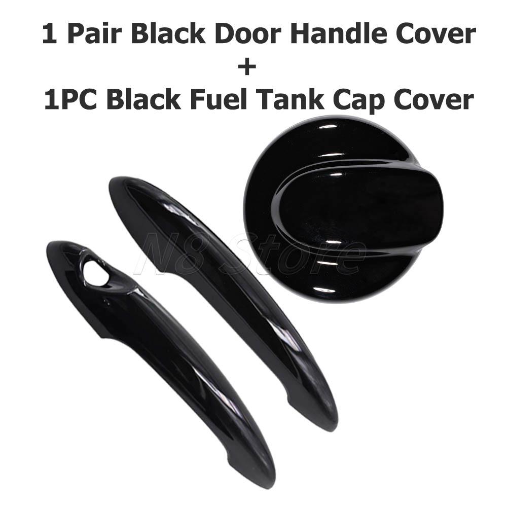 Gloss Black/Carbon Fiber 1Pc Fuel Tank Cap Cover For BMW Mini Gen 2 R56 & 2 Pcs Door Handle Cover For MINI Cooper S R50 R53 R56
