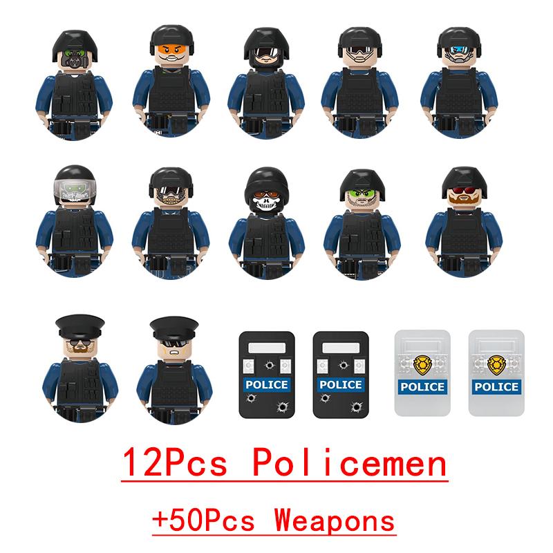 Военная Модель Бронированный Автомобиль SWAT Машина Оружие Армейский Солдат Полиция Бандит Пулемет Строительные Блоки Фигурка Кирпичные Игрушки