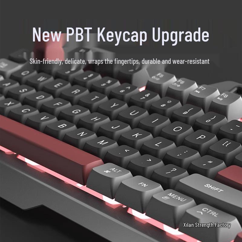 Мужской проводной игровой комплект: Механическая клавиатура, мышь и гарнитура для использования на рабочих местах в киберспорте и интернет-кафе.