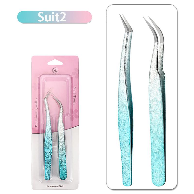 2 шт. пинцеты для ресниц Ice Flower антистатические 3D точные накладные ресницы для наращивания бровей принадлежности для макияжа пинцеты инструменты