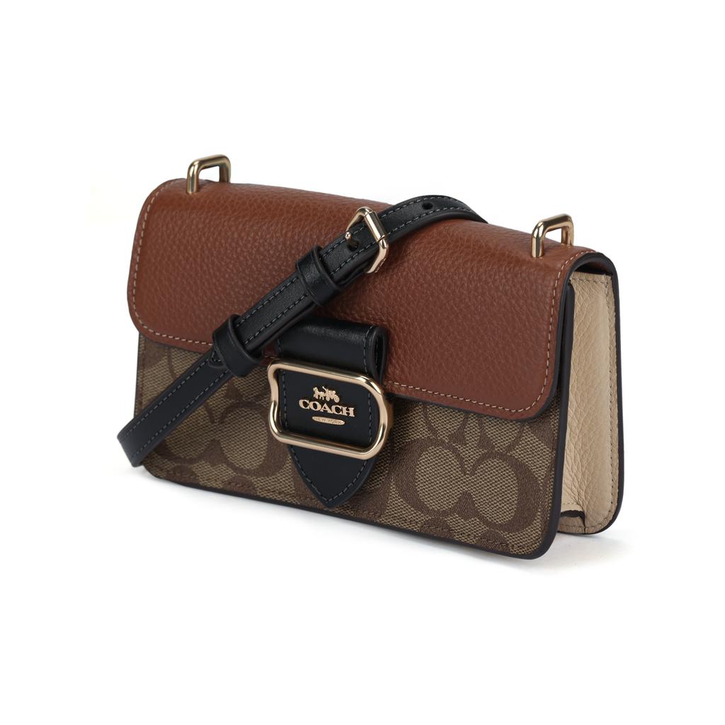 COACH Morgan Cow Leather With Artificial Leather Shoulder Bag, Crossbody Bag Small Womens Khaki Red Brown Black