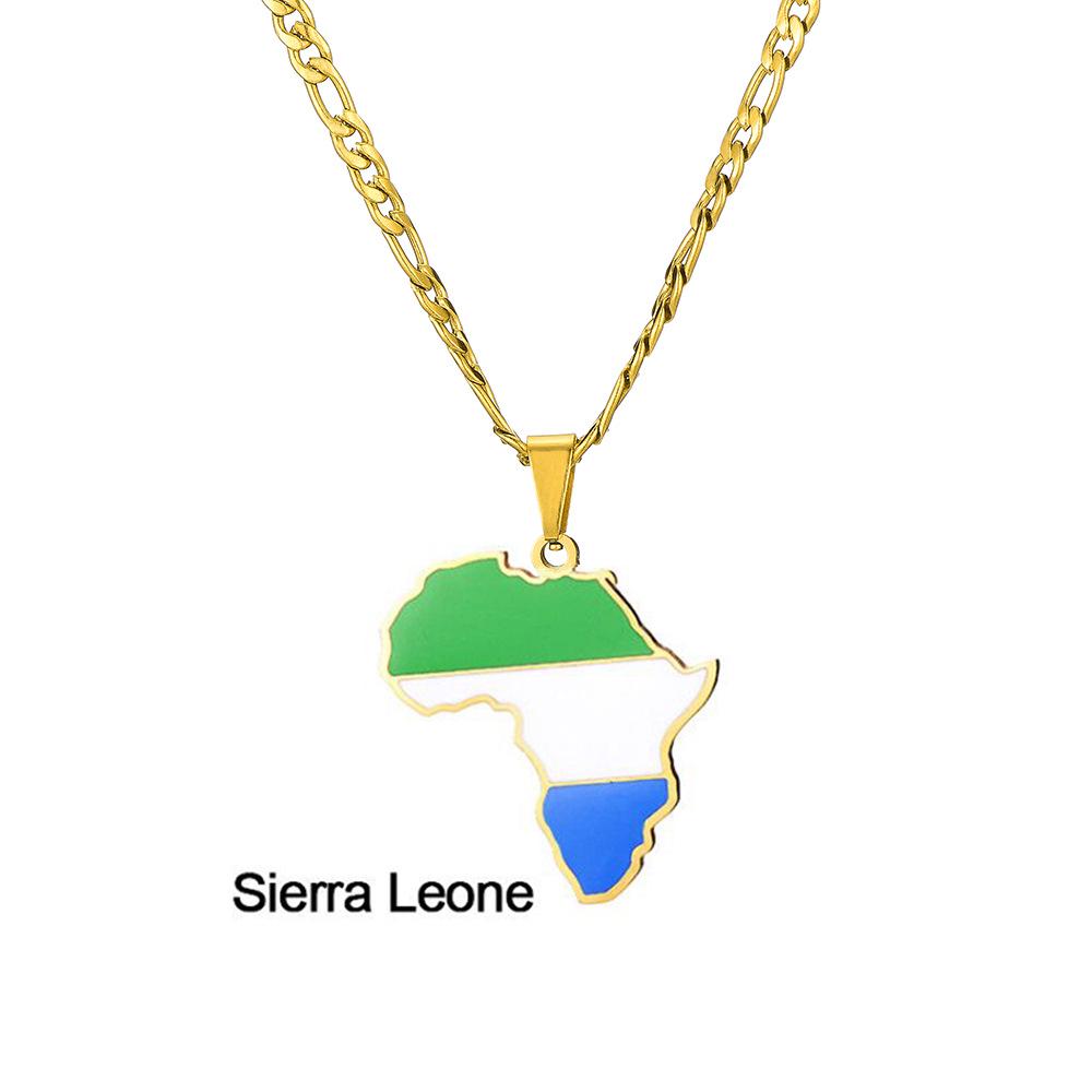 Африканская карта Хип-хоп Ожерелье из нержавеющей стали: Нигерия, Сомали, Ангола Дизайн