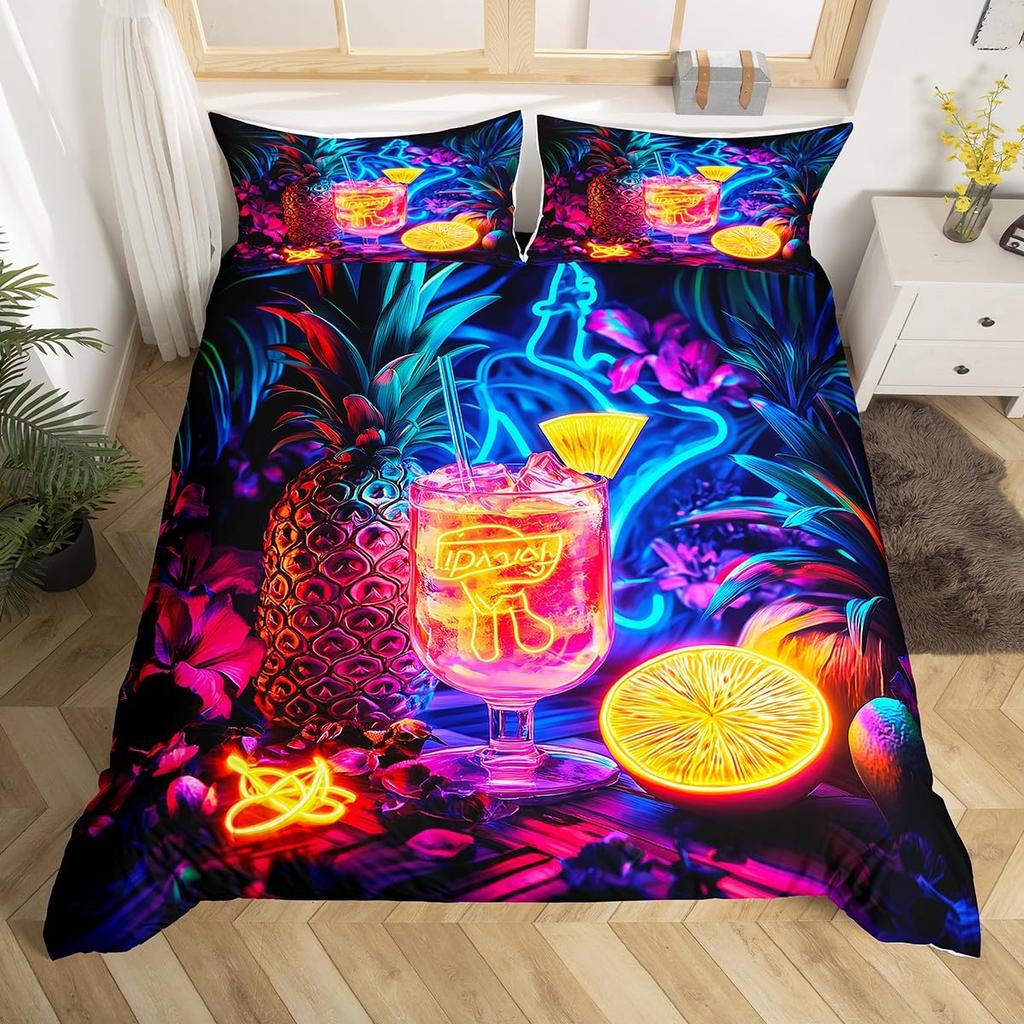 Juice Drink Duvet Cover Sets Queen King Lightweight Quilt Covers Bedroom Decor Cool Summer Themed Bedspread Covers No Comforter