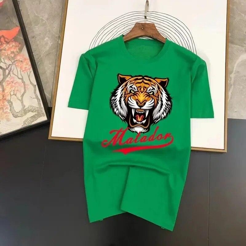 Summer Fashion Cotton Unisex T-Shirt Funny Tiger Graphics Print T Shirt High Quality Short Streetwear Women Plus Size Tees Y2k Tops Unisex