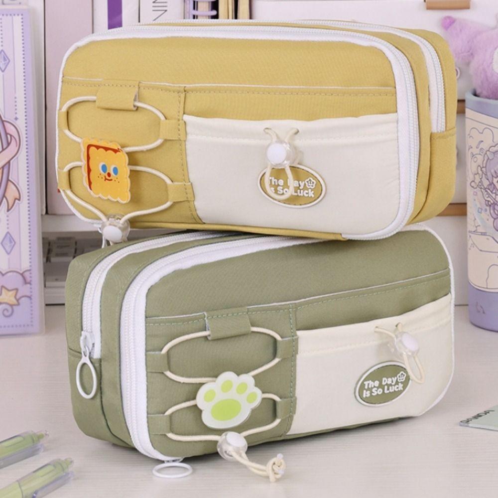Flip Style Cute Pencil Pouch Large Capacity Gel Pen Organizer Simple Student Pencil Case Gift