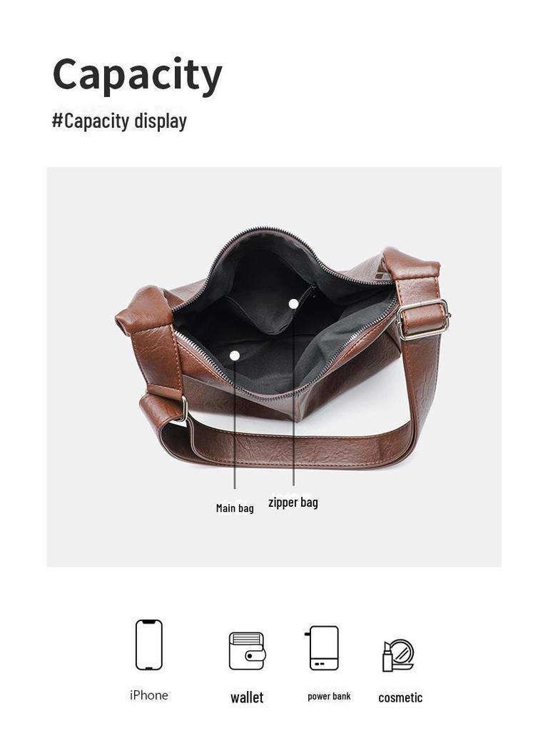 Женская сумка-мессенджер из мягкой кожи в стиле ретро 2025 года — вместительная универсальная сумка-тоут через плечо