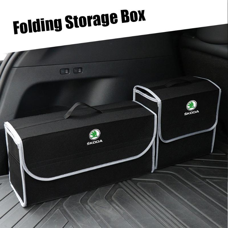 Car Soft Felt Storage Bag Organizer Car Foldable Trunk Bag Car Accessories For Skoda Octavia MK2 MK3 2 A7 Fabia Karoq Kodiaq Superb Rapid Yeti