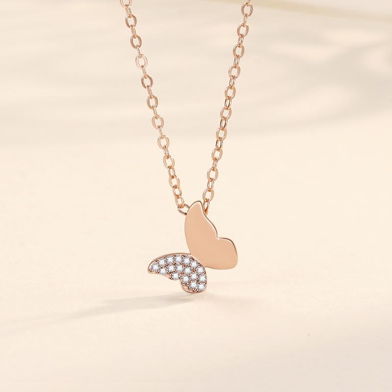 Колье с бабочкой, женское, корейская мода, темпераментная подвеска, корейская версия, элегантный бриллиантовый бант, стиль инс