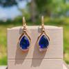 1 пара роскошных синих висячих серег в форме капли для женщин, ювелирные изделия из кубического циркония, аксессуары для рождественской вечеринки