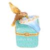 Bird Figurine Jewelry Box Hand Painted Decorative Metal Mini Hinged Jewelry Holder for Rings Earrings Necklaces Blue