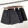 Woolen Shorts Women Classic Vintage Wild Shorts Ladies Elegant High Waist Wide Leg Shorts Casual