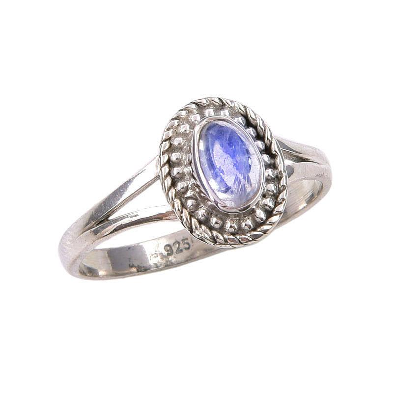 Natural Rainbow Moonstone Gemstone Handmade 925 Sterling Silver Ring Size 9 v6B94