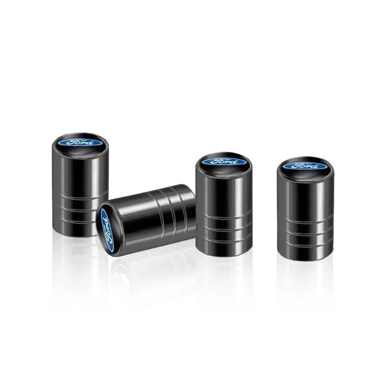 Car Sticker 4Pcs Car Tire Valve Stems Cap Metal Tire Wheel Stem Air Valve Cap For Ford Focus 2 3 Fiesta Ranger Mondeo Kuga Musta