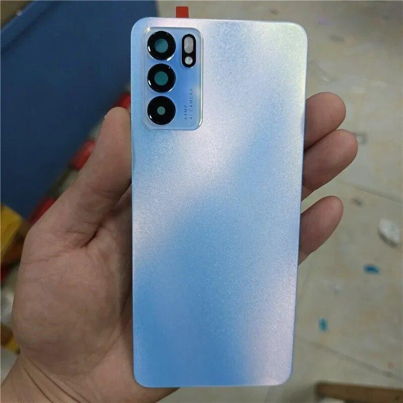 Заднее стекло для OPPO Reno 6 5G задняя крышка батарейного отсека корпус задней двери с запасными частями для объектива камеры