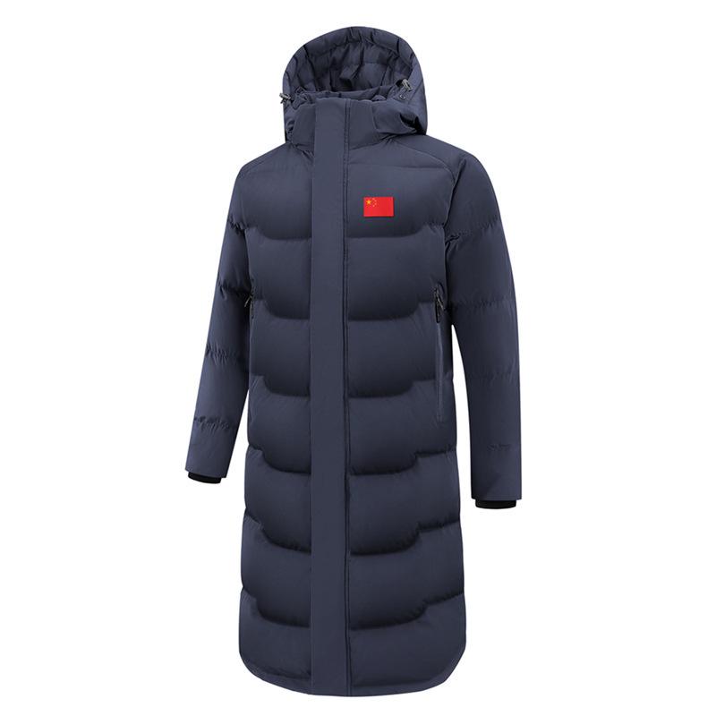 Китайская командная зимняя пуховая куртка - Унисекс спортивное длинное пальто для экзамена по искусству и тренировок
