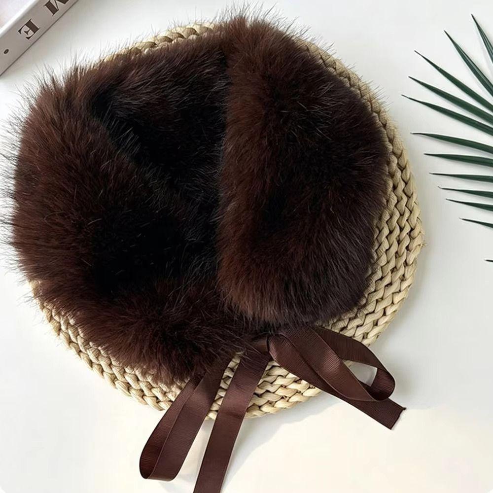 Thick Fluffy Collar Neck Warmer Shawl Wrap Elegant Faux Fur Scarf Skiing