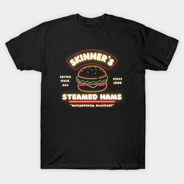 Мужская черная футболка с принтом Skinner'S Steamed Hams Ретро-логотип Без вырезания Термотрансферный принт Хлопковая футболка
