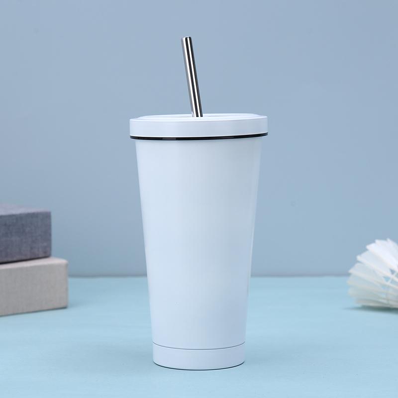 Вакуумный стакан с трубочкой и ручкой – Стакан из нержавеющей стали с двойной изоляцией и крышкой, Портативная дорожная кружка для активного отдыха