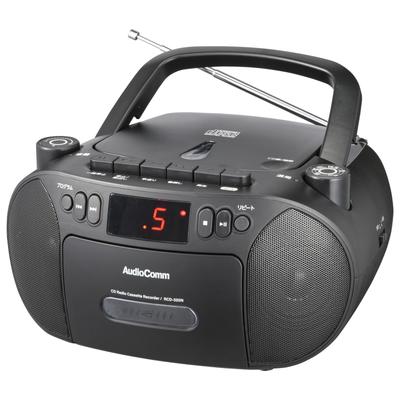 Ohm Denki AudioComm CD-радио кассетный проигрыватель портативная розетка с сухой батареей магнитола кассетная дека запись и воспроизведение кассет черный OHM RCD-320N-K