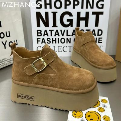 Женские кроссовки на платформе, туфли на плоской подошве, замшевые повседневные туфли для женщин 2025 года, модные зимние туфли для ходьбы в стиле ретро, новые туфли Zapatillas Mujer