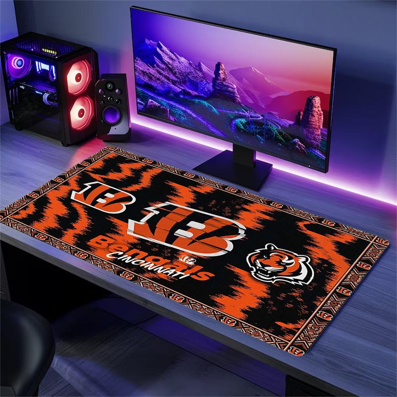 Cincinnati Bengals Color Mouse Pad Large Gaming Table Cushion Non-slip Laptop Tablet Big Mousepad XXL Mat Mini PC Playmat With Lock edge