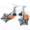 Halloween Retro Orange Pumpkin Gothic Spider On Web Dangle Earrings Party Ornament Gift For Cuties Women Teen