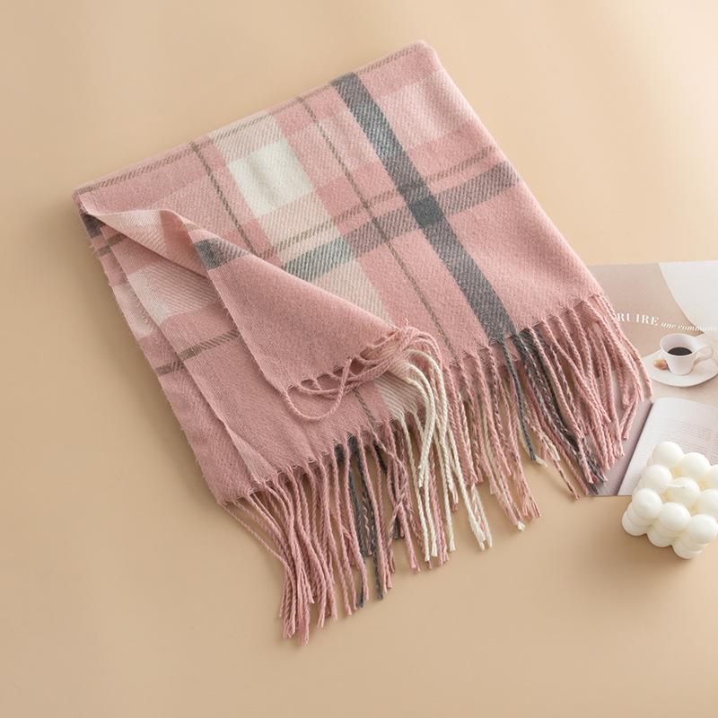 British Style Scarf Women's Winter High End New Autumn and Winter Thickening Versatile Atmosphere Warm Scarf