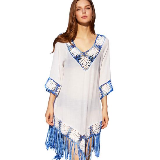 Chic Summer Beach Dress Long Tassel Sunscreen Super Soft Crochet Summer Beach Dress Lady Garment