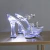 Женские сандалии со светодиодной подсветкой, прозрачный каблук, светящиеся бриллианты, туфли на высоком каблуке для ночного клуба, толстый каблук, модель автомобиля LFD-10365-98A