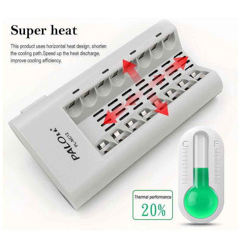 PALO Зарядное устройство Оригинальное зарядное устройство на 8 слотов для аккумуляторов AA AAA Ni-MH Ni-Cd 1.2v Интеллектуальное зарядное устройство для аккумуляторов