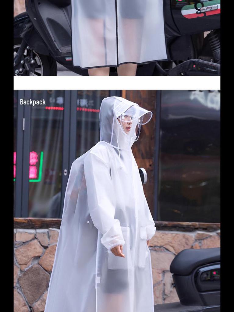 Цельный плащ для взрослых из ЭВА с двойными полями, удлиненным подолом, карманом и молнией