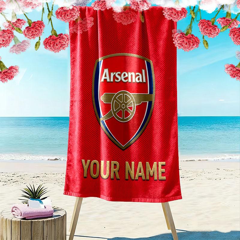 Custom Arsenal F.C Print Beach Towel, Large Soft Quick Dry Towel for Beach Camping Swimming