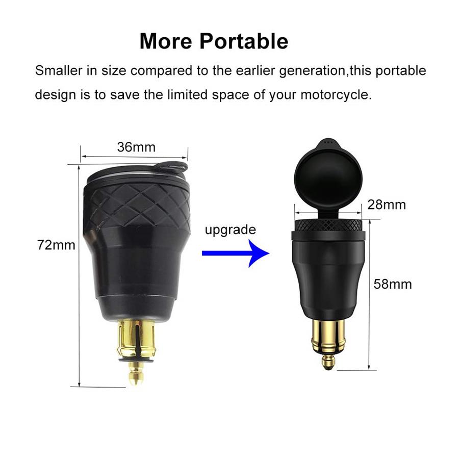Водонепроницаемое зарядное устройство для мотоцикла с разъемами Type C + USB для адаптера DIN-разъема BMW