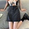 Women's Black & Gray High-Waist Denim A-Line Skirt - Summer 2022 Trend