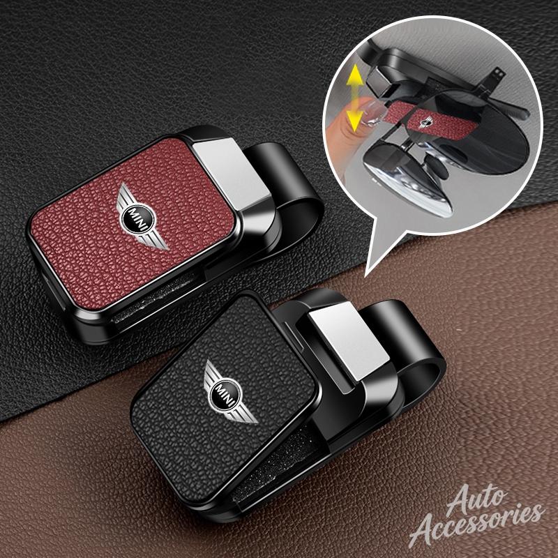 UWGK8 Car Visor Sunglasses Clip Goat Leather Magnetic Eyeglasses Holder Accessories For BMW Mini Cooper Clubman Countryman R55 R56 R57