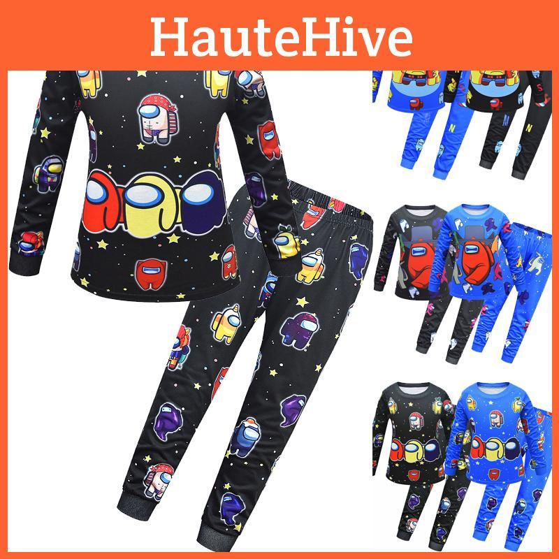 Пижамный комплект с длинным рукавом для детей Among Us, мягкая дышащая ночная одежда