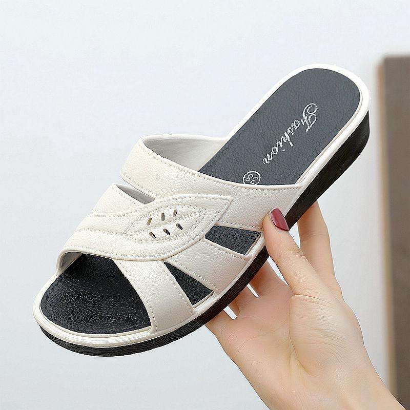 Slippers Women Summer Outer Soft Bottom Fashion All-match Home Thick Bottom Anti-slip Bath Middle-aged Ladies Sandals