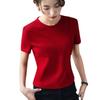 Short-sleeved T-shirt for Women's Summer New Women's Solid Color Round Neck Cotton T-shirt Design Short Top