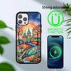 Whimsical landscape Starry Night Phone Case For iPhone 14,16,15,13,17,12,Plus,Pro,Max Magnetic For Magsafe Frosted Cover